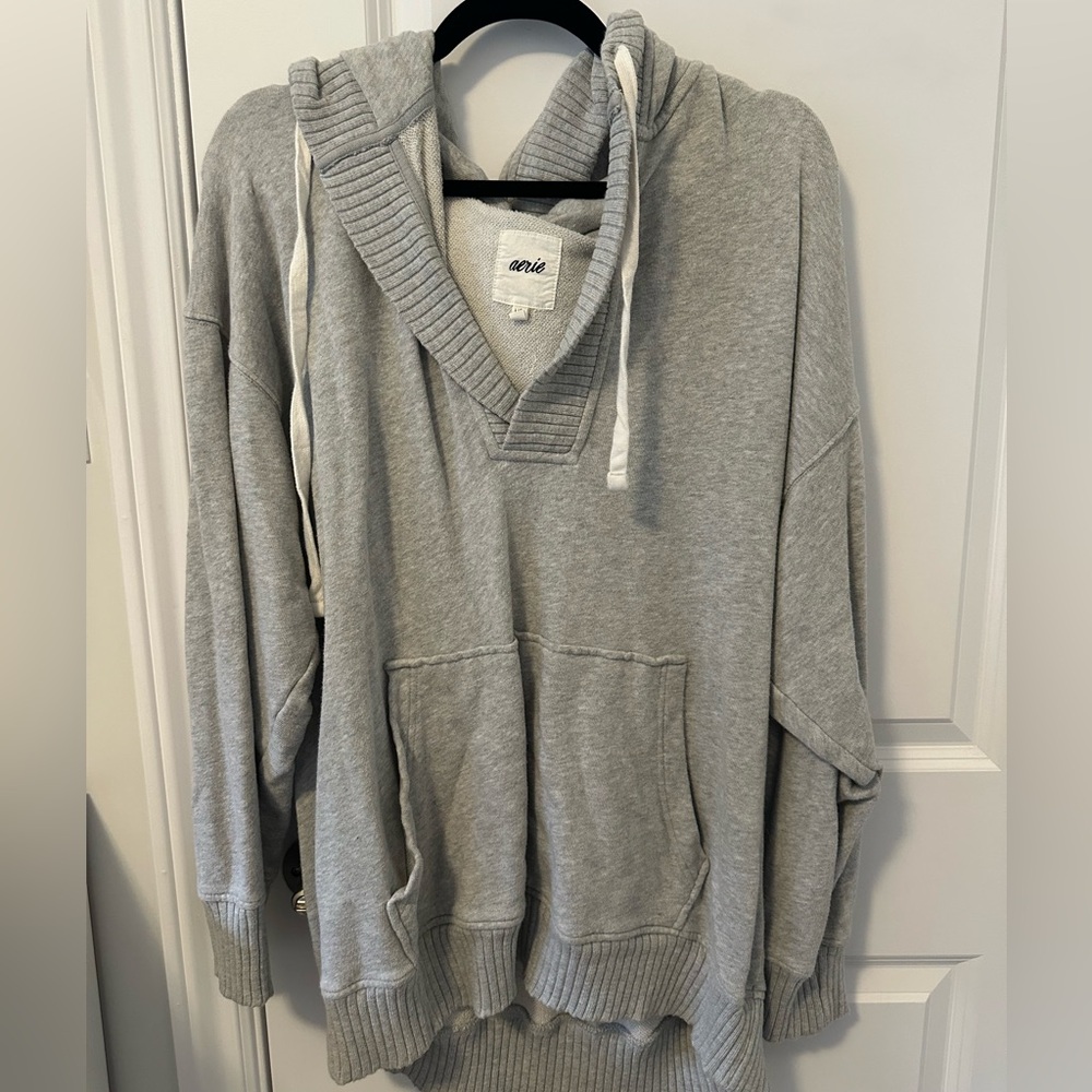 Aerie Light Gray V-Neck Sweater- Large